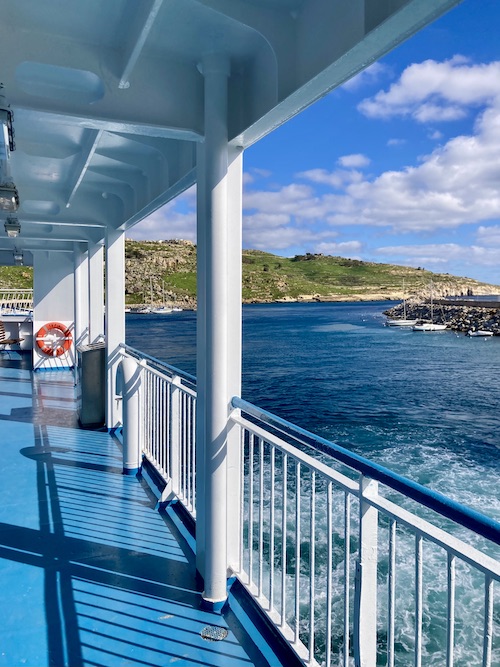 Seaview from ferry deck from Cirkewwa to Gozo in Malta