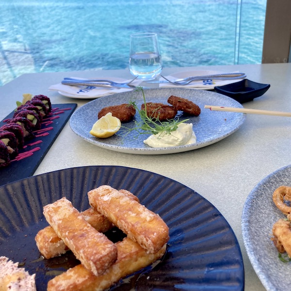 Food with a seafront view at Blu Beach Club in Mellieha Malta