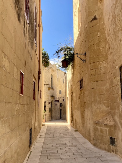 Winding limestone alleys in Mdina Malta