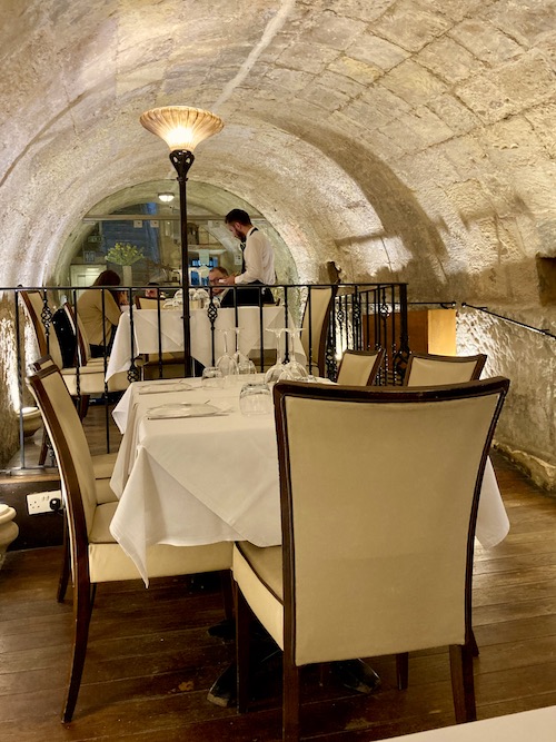 Inside the tunnel restaurant at Rampila in Valletta Malta