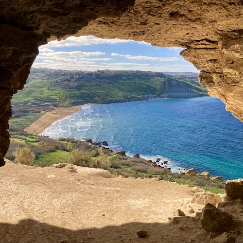 Seaview from Tal Mixta Cave in Gozo Malta