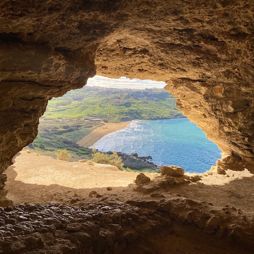 Inside the Tal Mixta Cave in Gozo Malta