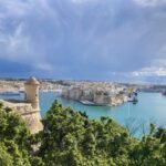 View over the water to the the Three Cities from the Upper Barrakka Gardens in Valletta